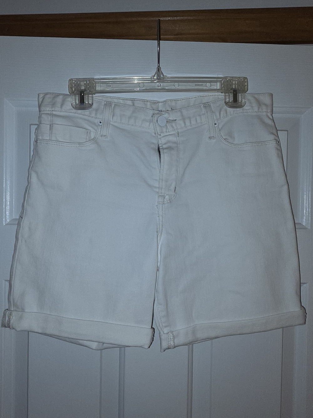 Calvin Klein Jeans White Rolled-Hem Denim Bermudas